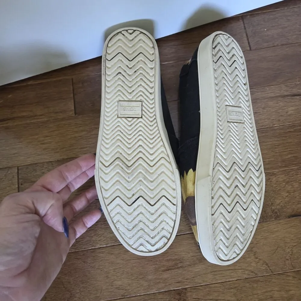 Toms Size 7.5 Womens Sunflower Slide On Shoes